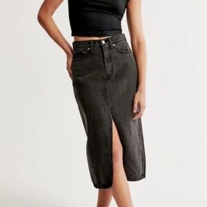 Abercrombie & Fitch Charcoal High Rise Denim Skirt